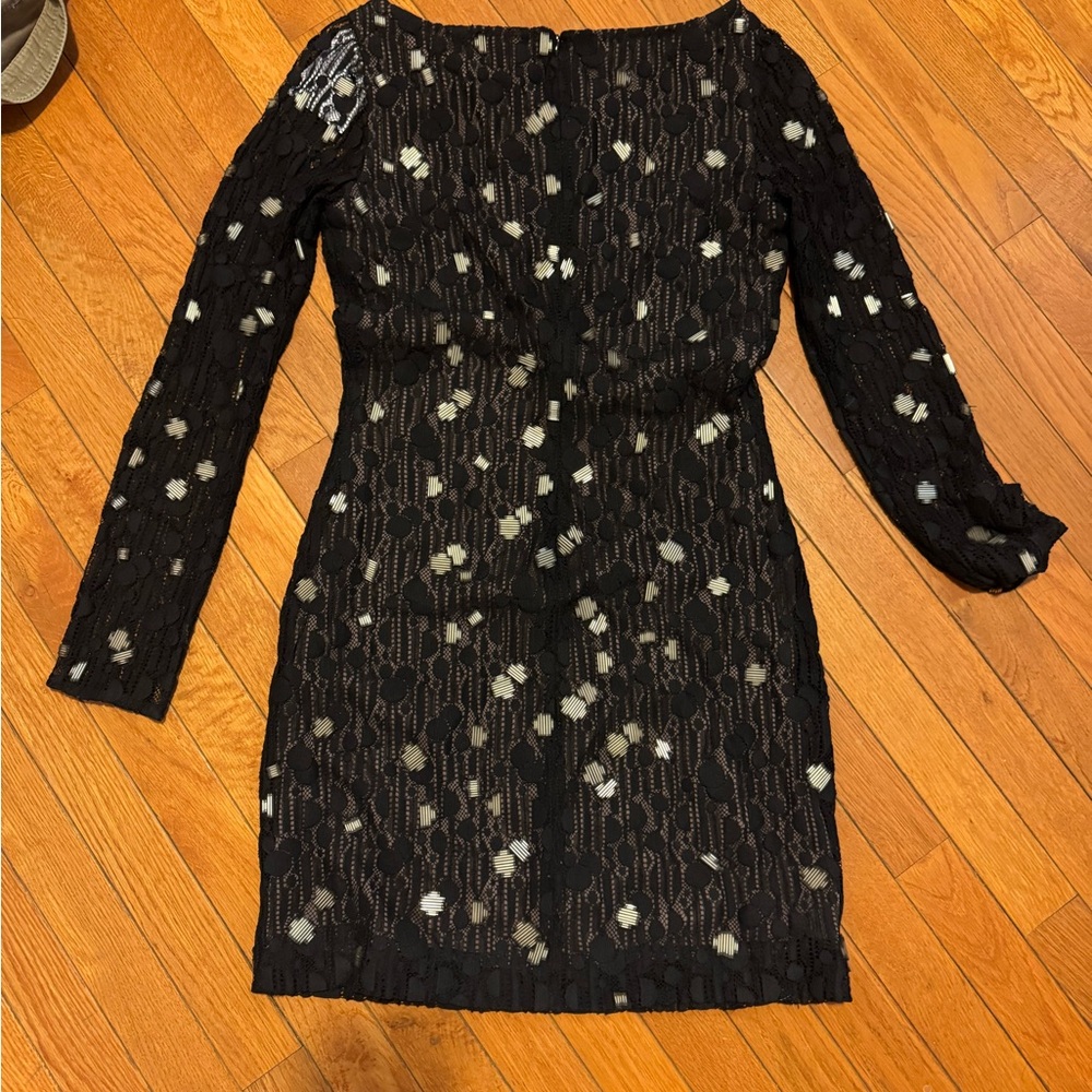 Diane Von Furstenberg Black Sequin Embellished Bodycon Dress